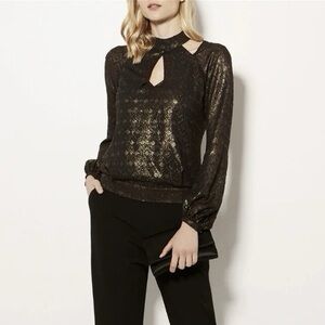 Karen Millen Black and Gold Lace Blouse